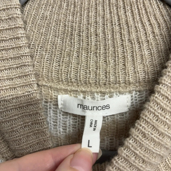 Maurice’s Beige Zebra Mock Neck Pullover Knit Sweater L - Picture 4 of 8